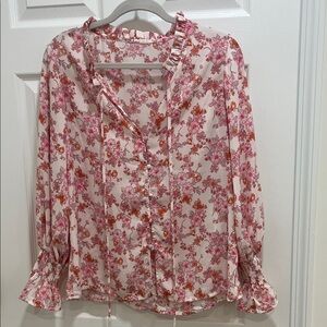 Floral Pink Ruffle Blouse